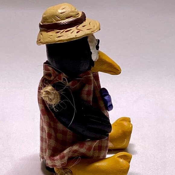 Russ Berrie & Co. 13900 VTG Collectible Crow Bird Jointed Mini’s Wooden Sitters - Picture 2 of 11